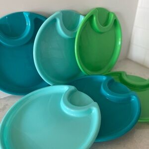 Pampered Chef Colorful Round Plates Set